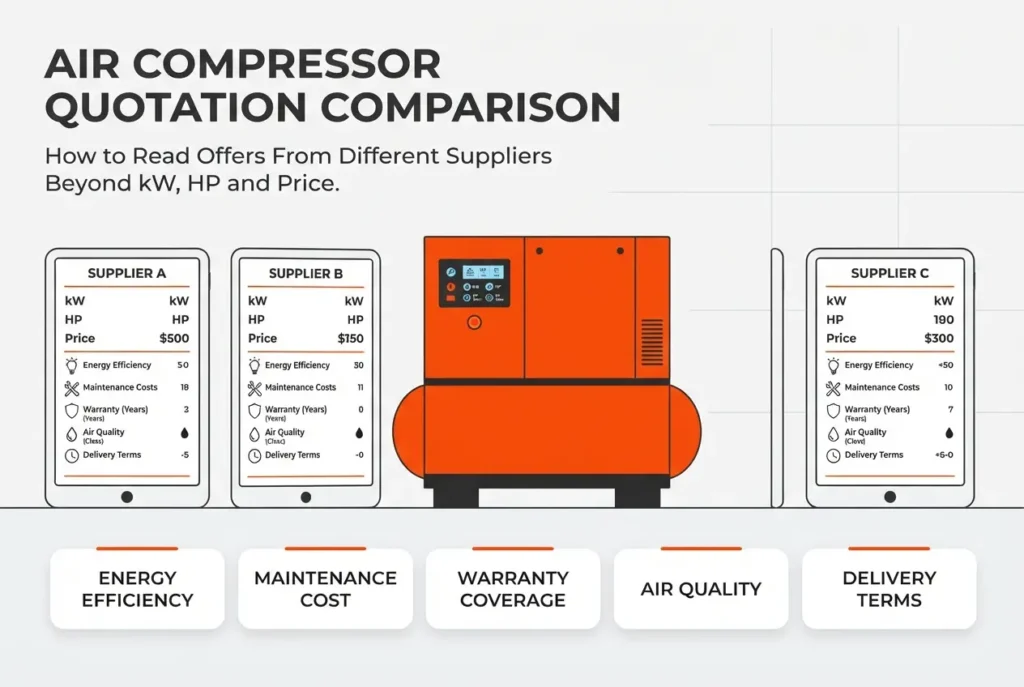 Air Compressor Quotation Comparison: How to Read Offers From Different Suppliers Beyond kW, HP and Price