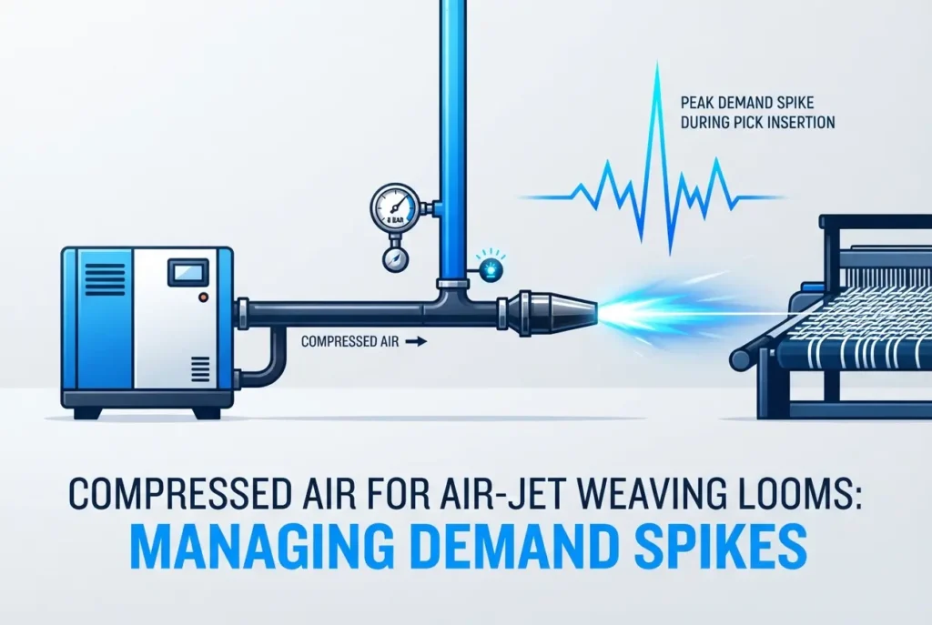Compressed Air for Air-Jet Weaving Looms: Managing Demand Spikes During Pick Insertion