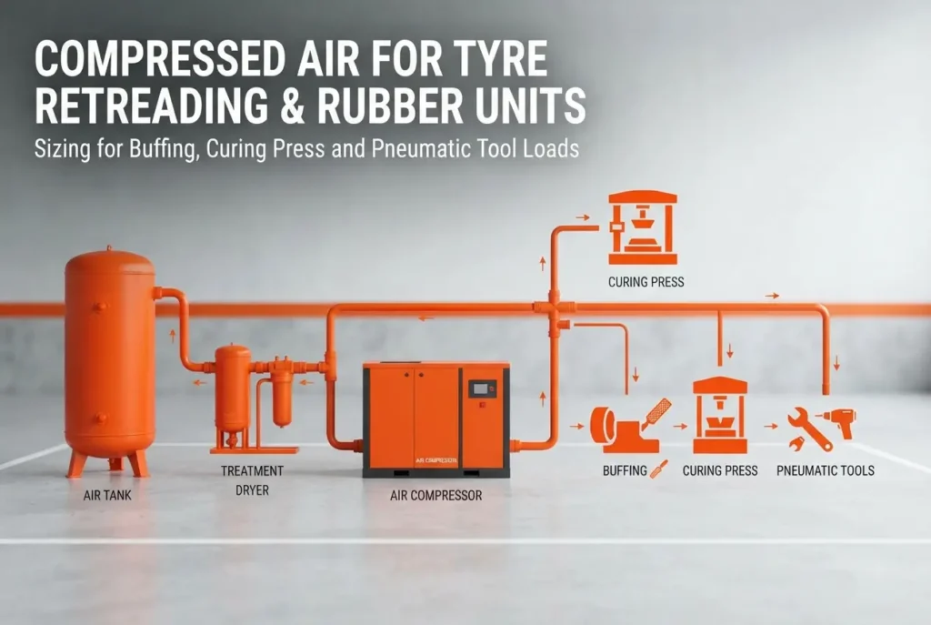 Compressed Air for Tyre Retreading and Rubber Product Units: Sizing for Buffing, Curing Press and Pneumatic Tool Loads