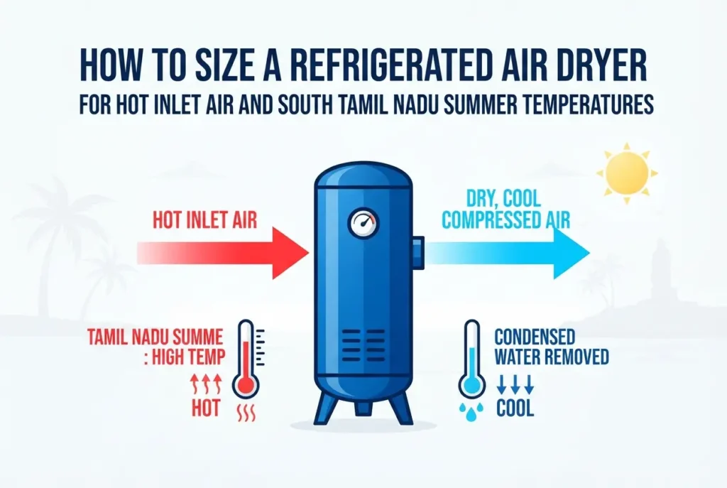 How to Size a Refrigerated Air Dryer for Hot Inlet Air and South Tamil Nadu Summer Temperatures